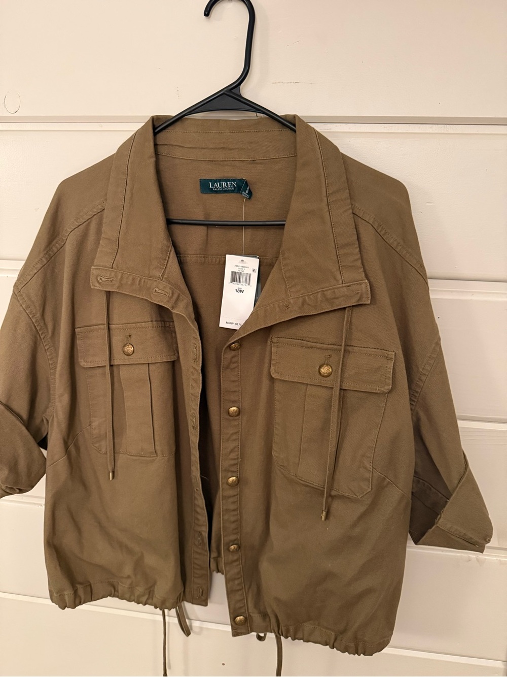 Lauren Ralph Lauren Olive Field Jacket with Drawcord Hem